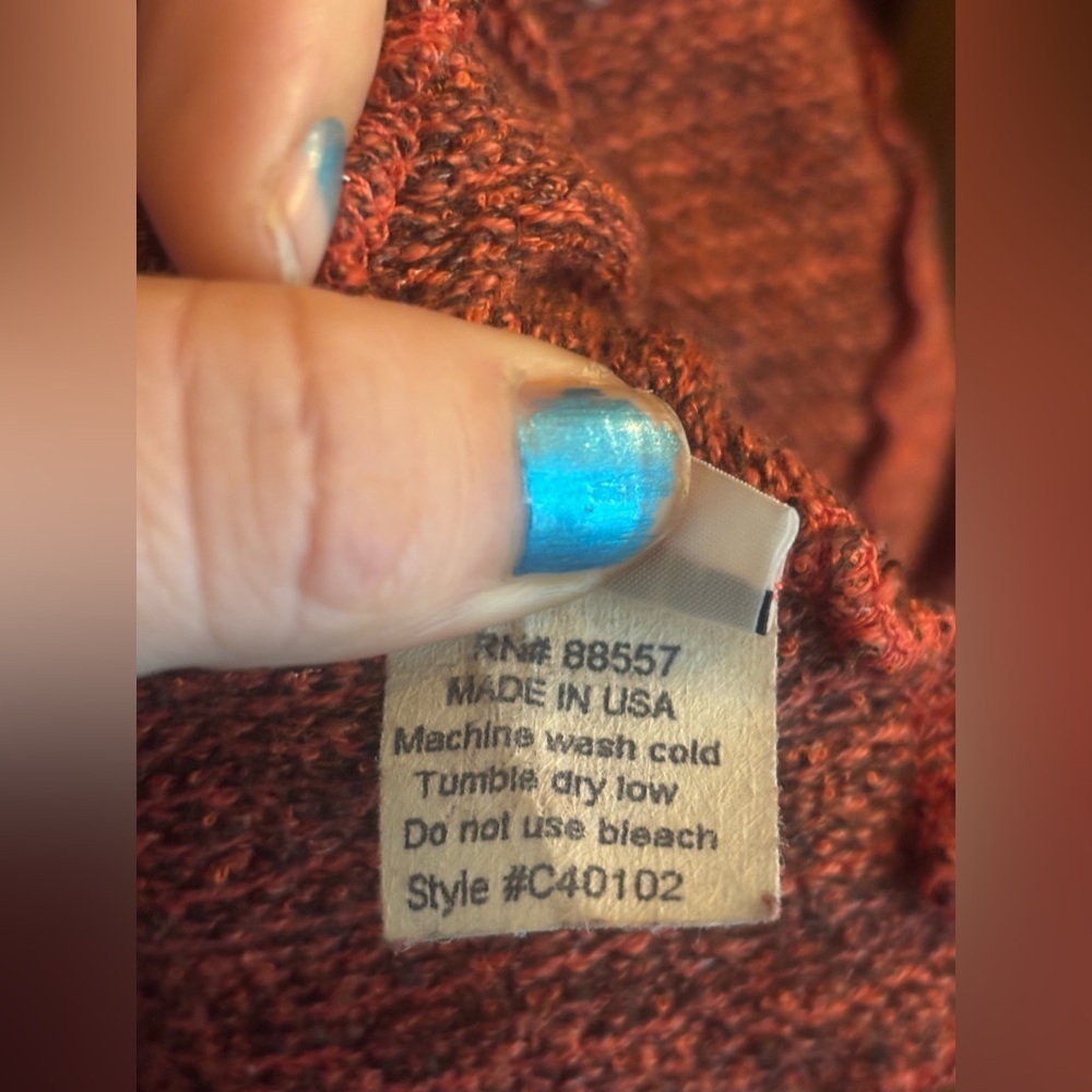 FENINI Designer Burnt Orange Textured Knit Cardigan • Artful Layering•Fits M–XL - Picture 12 of 17